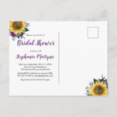 ブライダルシャワーひまわりライトパープルフローラ インビテーションポストカード (裏面)