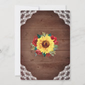 ブライダルシャワーひまわりレース赤フローラ 招待状 (裏面)