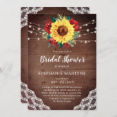 ブライダルシャワーひまわりレース赤フローラ 招待状 (正面/裏面)