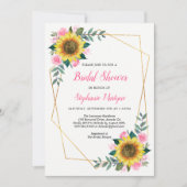 ブライダルシャワーひまわり幾何学模様フローラピンク 招待状 (正面)
