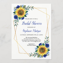ブライダルシャワーひまわり幾何学模様フローラブルー
