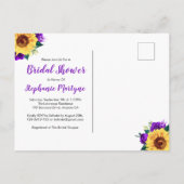 ブライダルシャワーひまわり紫フローラライトウッド インビテーションポストカード (裏面)