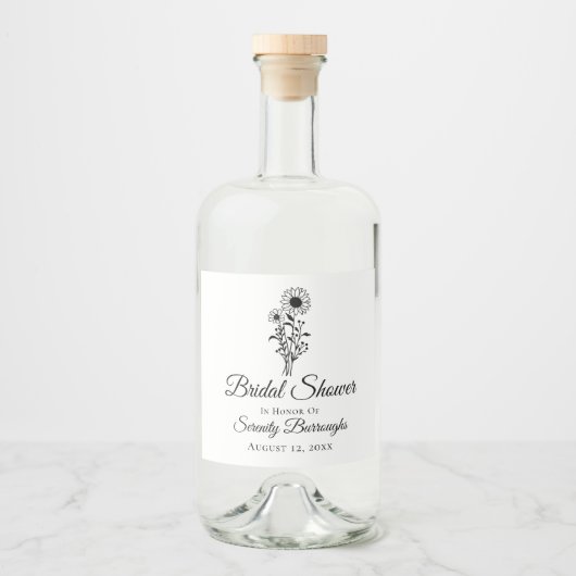 ブライダルシャワーひまわり結婚の野素朴花 リキュールボトルラベル (正面)