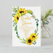 ブライダルシャワーひまわり |ユーカリフローラフレーム 箔招待状 (立ち正面)