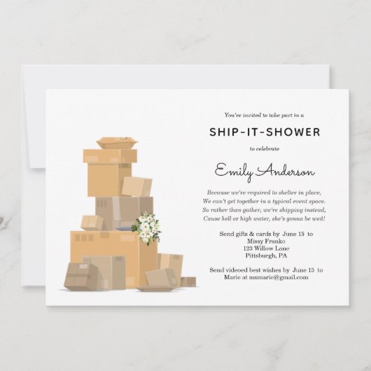 ブライダルシャワーへの招待を送信 招待状 (正面)