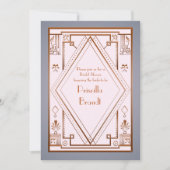 ブライダルシャワーへの招待素晴らし、ギャツビー、金ゴールドピンク 招待状 (正面)