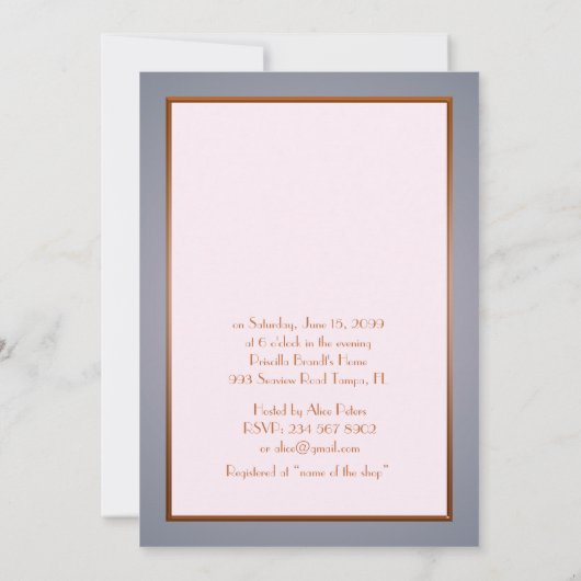 ブライダルシャワーへの招待素晴らし、ギャツビー、金ゴールドピンク 招待状 (裏面)