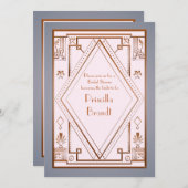 ブライダルシャワーへの招待素晴らし、ギャツビー、金ゴールドピンク 招待状 (正面/裏面)