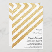 ブライダルシャワーへの招待 – グリッターと金ゴールド 招待状 (正面/裏面)