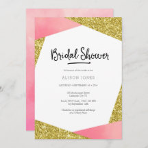 ブライダルシャワーへの招待 |ピンク&グリッター