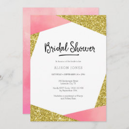 ブライダルシャワーへの招待 |ピンク&グリッター 招待状