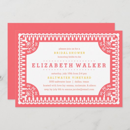 ブライダルシャワーへの招待 | フィエスタオレ 招待状 (正面/裏面)