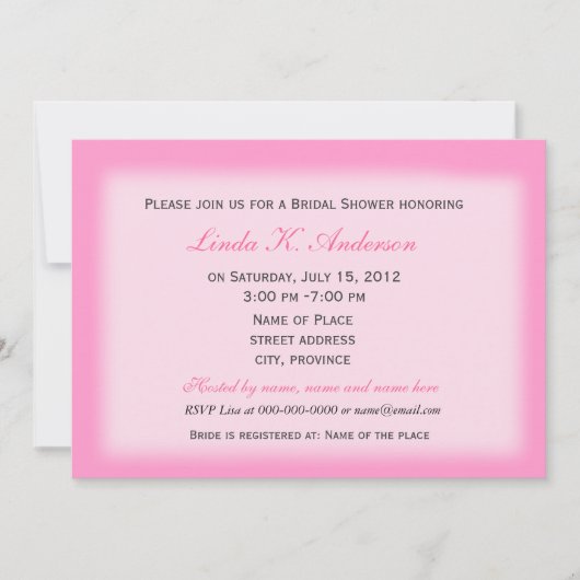 ブライダルシャワーへの招待、写真の追加 招待状 (正面)