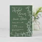 ブライダルシャワーへの招待 – 緑のデザイン シーズンカード (スタンド正面)