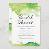 ブライダルシャワーへの招待 | 緑の水色 招待状 (正面/裏面)