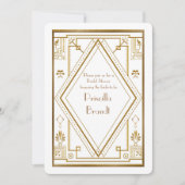 ブライダルシャワーへの誘素晴らし誘、ギャツビー金ゴールドホワイト 招待状 (正面)