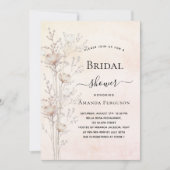 ブライダルシャワーほこりっぽいクリームワイルドフラワーズボホ 招待状 (正面)