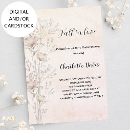 ブライダルシャワーほこりっぽいクリームワイルドフラワーズ秋in love 招待状