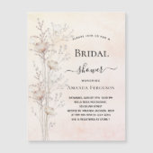 ブライダルシャワーほこりっぽいクリームワイルドフラワーラグジュアリー マグネット招待状 (正面)