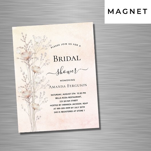 ブライダルシャワーほこりっぽいクリームワイルドフラワーラグジュアリー マグネット招待状