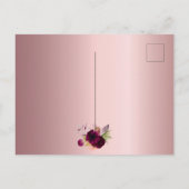 ブライダルシャワーほこりっぽいバラブルゴーニュ招待 ポストカード (裏面)