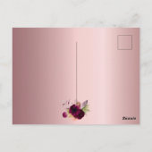 ブライダルシャワーほこりっぽいバラブルゴーニュ招待 ポストカード (裏面)