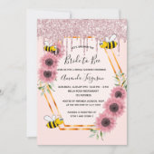 ブライダルシャワーほこりっぽいバラ金ゴールドグリッター花嫁へ 招待状 (正面)