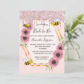 ブライダルシャワーほこりっぽいバラ金ゴールドグリッター花嫁へ 招待状 (スタンド正面)