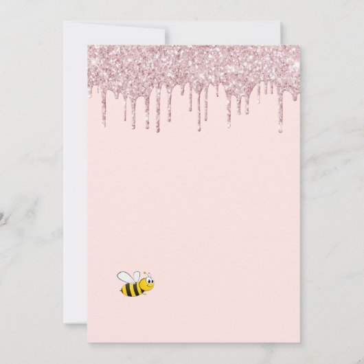 ブライダルシャワーほこりっぽいバラ金ゴールドグリッター花嫁へ 招待状 (裏面)