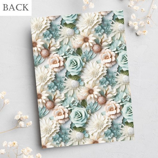 ブライダルシャワーほこりっぽい緑の白フローラ 招待状