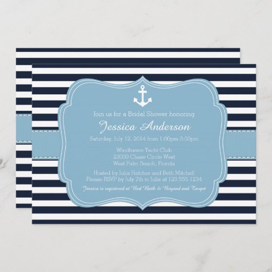 ブライダルシャワーまた航海のはベビーシャワー招待状 招待状 (正面/裏面)