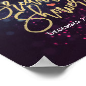 ブライダルシャワーようこそフローラ紫のストリングライト ポスター (角)