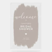 ブライダルシャワーようこそ金ゴールドスクリプトベージュ絵を描 アクリルサイン (正面)