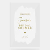 ブライダルシャワーようこそ金ゴールドスクリプト白絵を描色 アクリルサイン (正面)
