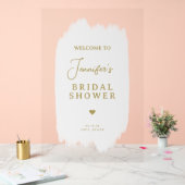 ブライダルシャワーようこそ金ゴールドスクリプト白絵を描色 アクリルサイン (ウェディング)