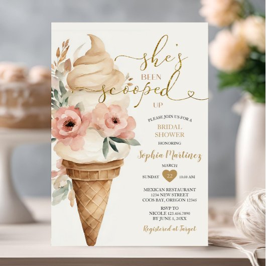 ブライダルシャワーアイスクリーム彼女はスクープされている 招待状