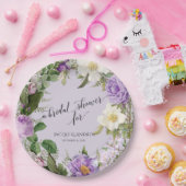 ブライダルシャワーアイボリーnラベンダーアイボリー牡丹リース ペーパープレート (パーティー)