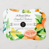 ブライダルシャワーアウト素朴ドアガーデンレモンオレンジ 招待状 (正面/裏面)