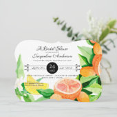 ブライダルシャワーアウト素朴ドアガーデンレモンオレンジ 招待状 (スタンド正面)