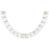 ブライダルシャワーアクアと黄色の野生結婚の花 バンティングフラッグ (全)