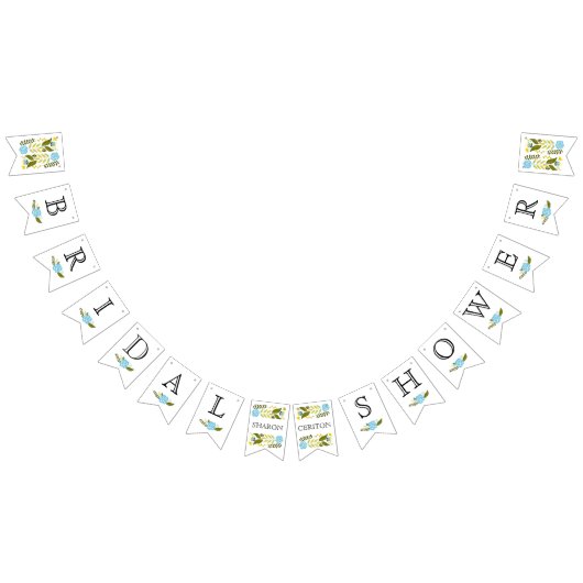 ブライダルシャワーアクアと黄色の野生結婚の花 バンティングフラッグ (全)