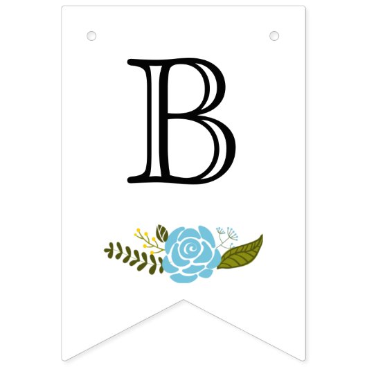 ブライダルシャワーアクアと黄色の野生結婚の花 バンティングフラッグ (第2の旗)