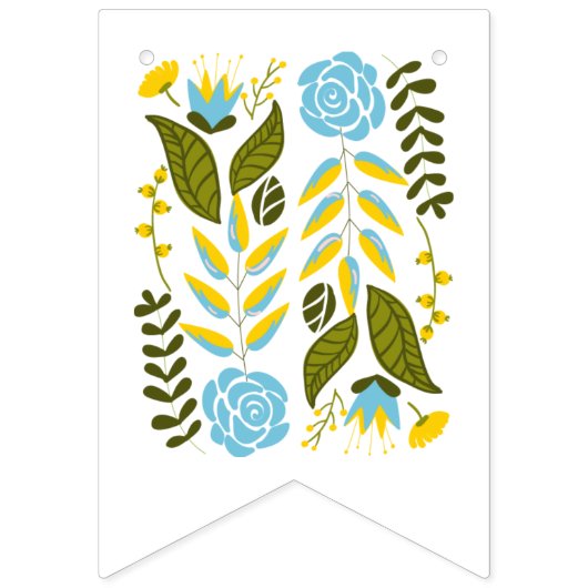 ブライダルシャワーアクアと黄色の野生結婚の花 バンティングフラッグ (第1の旗)