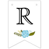 ブライダルシャワーアクアと黄色の野生結婚の花 バンティングフラッグ (第3の旗)