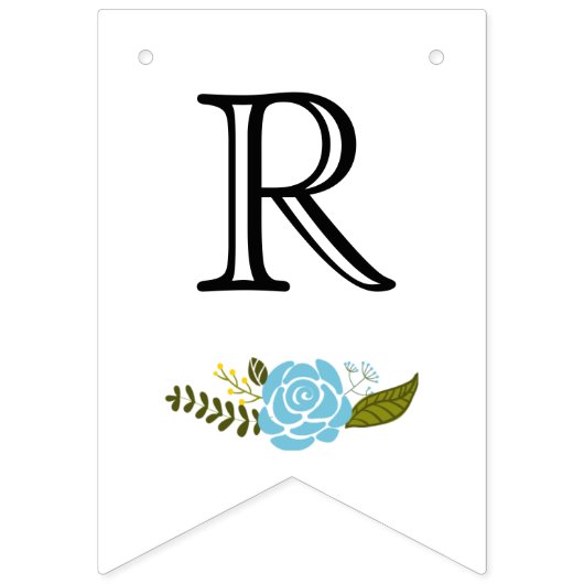 ブライダルシャワーアクアと黄色の野生結婚の花 バンティングフラッグ (第3の旗)