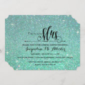 ブライダルシャワーアクアグリッターフューチャーミセスモダンファブ 招待状 (正面/裏面)