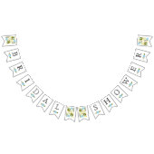 ブライダルシャワーアクア、黄色結婚い花のフローラ バンティングフラッグ (全)