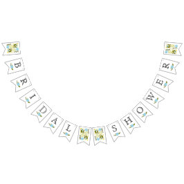 ブライダルシャワーアクア、黄色結婚い花のフローラ バンティングフラッグ