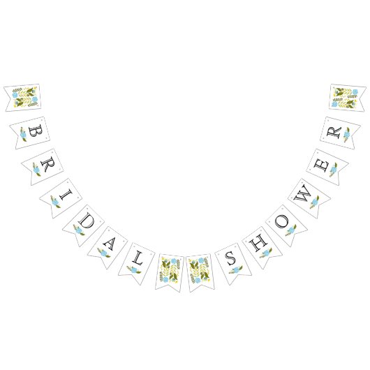 ブライダルシャワーアクア、黄色結婚い花のフローラ バンティングフラッグ (全)