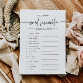 ブライダルシャワーアクティビティカードワードスクランブルゲーム 招待状